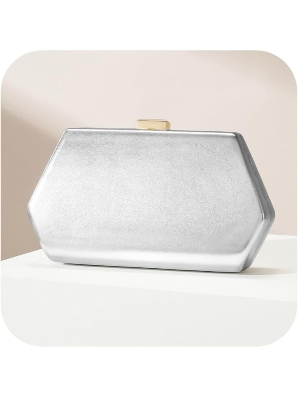 〽️Women's Silver Hexagonal Clutch Purse For Elegant Chain Evening Wedding Bags